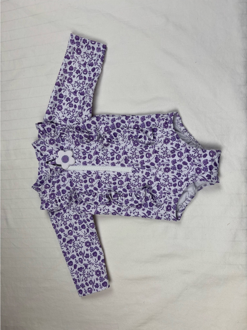 NWT Florence Eiseman Floral baby girl 6 month Ruffle Long Sleeve swim rash guard